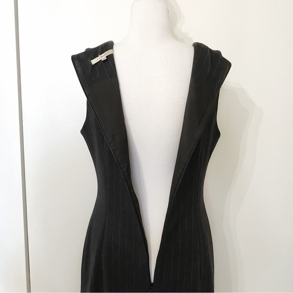 Lk BENNETT VINTAGE DARK GREY PINSTRIPES SLEEVELESS SHEATH FORMAL DRESS - Picture 5 of 10